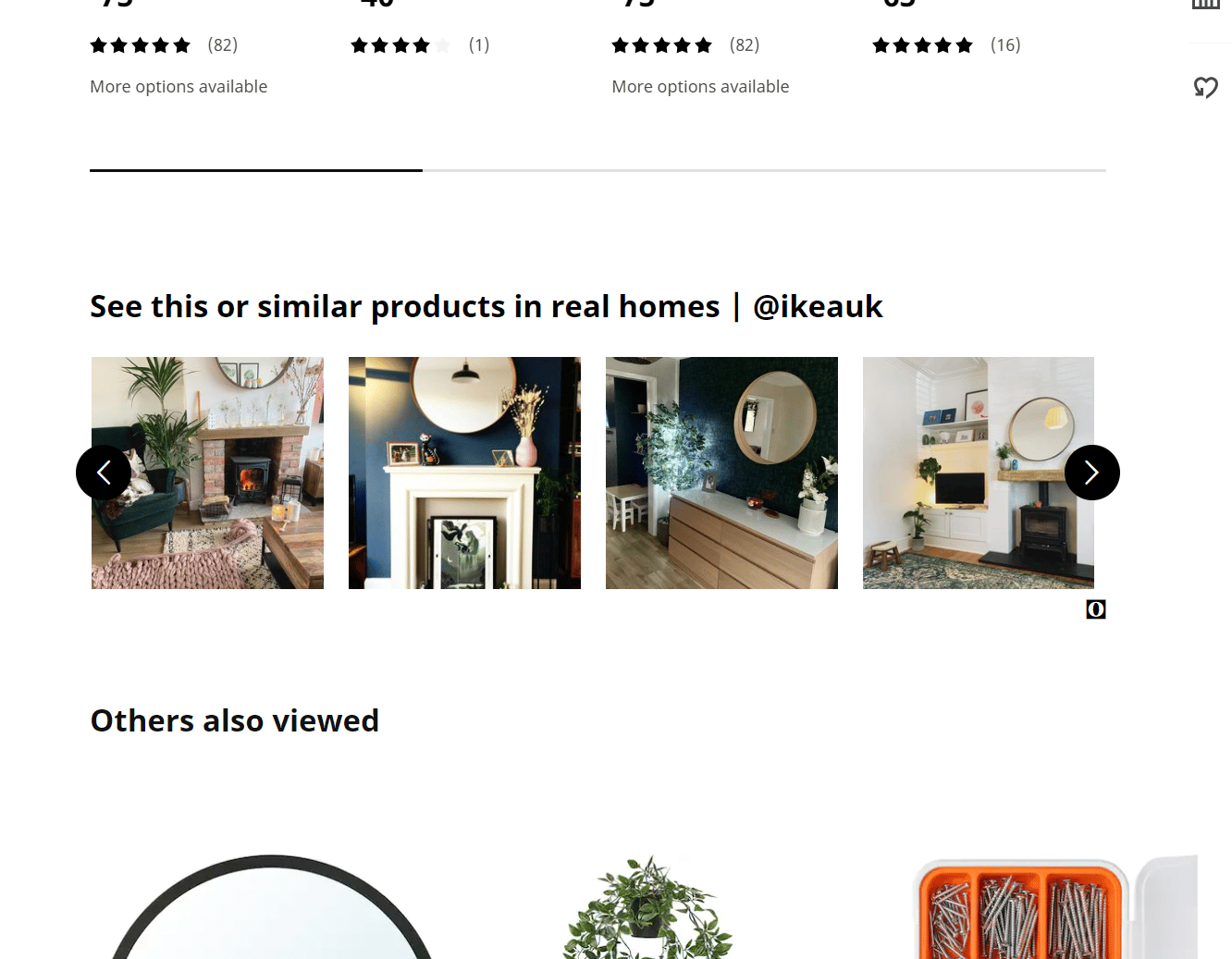 Ikea product page using user-generated content as a creative marketing strategy.