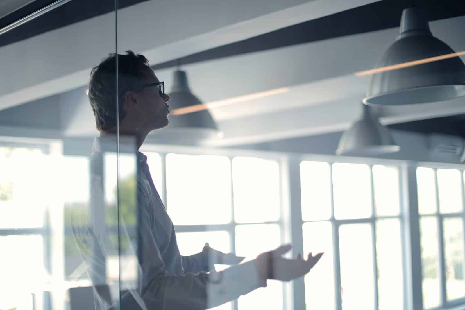 Someone giving a presentation at a business incubator workspace.