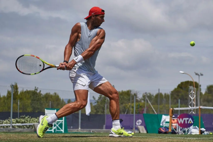 A man playing tennis